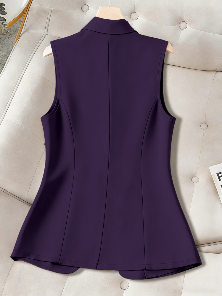 GlowEve CURVE Plus Size Women's Solid Color Casual Versatile Commute Travel Suit Vest - Purple - View 2