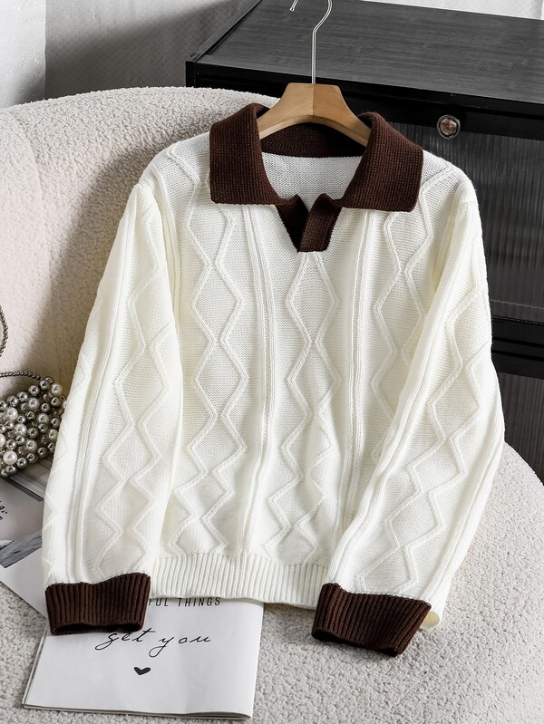 1 chiếc áo len chui đầu dáng rộng cho bé trai tuổi teen, phối màu patchwork 3 màu, dệt vặn thừng dày, cổ tròn, không gây ngứa, tay dài, gấu áo gọn gàng, độ dày vừa phải, thiết kế chi tiết, phối màu thoải mái, phong cách thường ngày, dễ phối đồ đi chơi, thiết yếu cho mùa thu/đông