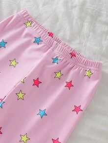1套女童幼兒舒適圓領長袖上衣與長褲套裝，粉色與黑色發光獨角獸圖案，柔軟針織貼身款秋冬睡衣 - 彩色 - 查看 11