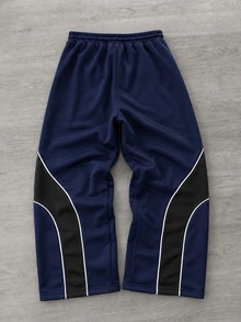 PAVTROS Men's Drawstring Waist Letter Print Casual Everyday Sweatpants - Blue - View 2