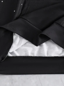 SHEIN 2件組 青少年男孩休閒極簡秋季新款 Y2K 嘻哈風酷感英文字母圖案寬鬆連帽衛衣與直筒長褲套裝，適合秋冬穿著 - 黑色 - 查看 9