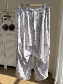 Comfortcana Quần dài nữ size lớn cạp chun rút họa tiết da báo phong cách thường ngày - Màu Xám nhạt - Xem 7