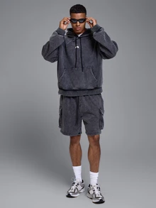 Musero Sport Polyside Cargo Pocket Short Long Line Elasticated Waist Raised Logo Spring Summer Sports Activewear - Grey - View 2