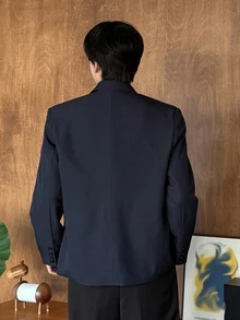 DAZY 男士缺口領休閒百搭通勤旅行西裝外套 - 藏蓝色 - 查看 2