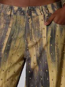 MUSERA Multi Colour Graphic Print Denim Studded Wide Leg Jeans Summer Autumn Fall Winter  Going Out Festival Cool Girl Low Frequency - Multicolor - View 5