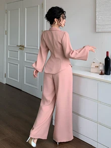 DAZY Women's Solid Color Long Sleeve Top And Pants Casual Daily 2 Pieces Set Fall - Pink - View 8