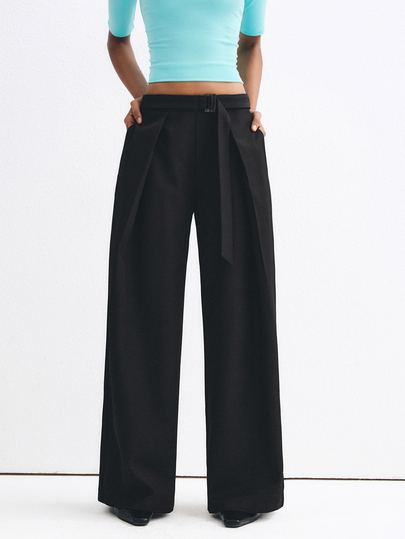 ATUI Studio Women's Casual Pleated Pocket Long Pants For Business Office