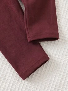 Baby Girl Casual Minimalist Loose Round Neck Sweatshirt & Elastic Waist Long Pants Set, Suitable For Autumn/Winter - Multicolor - View 4