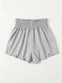 SHEIN VCAY 黑色抓皺腰圍荷葉邊短褲 - 淺灰色 - 查看 2