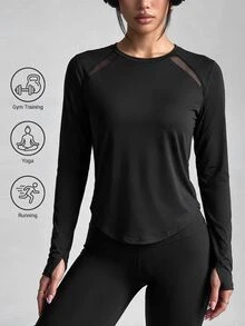 Dewbera Dewbera Women's Solid Color Casual Versatile Daily Outdoor Sports T-Shirt - Black - View 1
