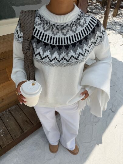 Muchica Fall/Winter 2026, Women's Fair Isle Sweater, Skiing, Halloween Costume, Back To School, Suitable For Parties, Snowy Scenes, Daily Commute, Christmas, New Year, Thanksgiving, Parties, Outings, Elegant, Graduation Ceremony, Etc.