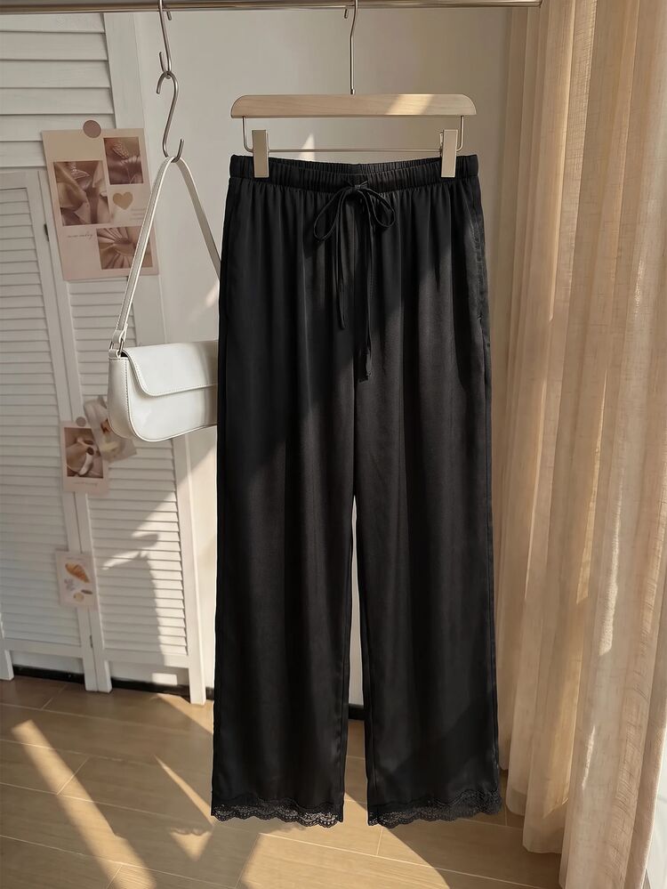 Comfortcana Plus Size Casual Versatile Solid Color Straight Leg Pants - Black - View 4