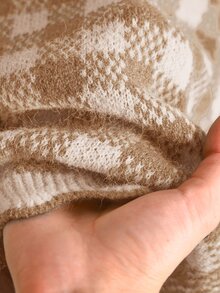 CosyJoli Sweater Lengan Panjang Kasual Serbaguna untuk Wanita Ukuran Besar, Motif Kotak-kotak, Cocok untuk Pemakaian Sehari-hari di Musim Dingin. - Aprikot - View 7
