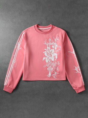 Camiseta de cuello redondo holgada con estampado para hombre