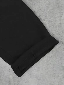 Manfinity EMRG 男士字母印花抽繩腰口袋休閒寬鬆運動長褲 - 黑色 - 查看 7