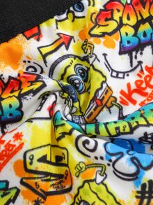 SpongeBob SquarePants | SHEIN Young Boy Letter Print Colorblock Casual Everyday Boxer Briefs - Multicolor - View 6