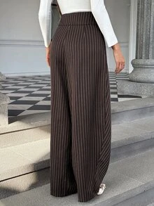 Pariaura Women's Fashion Pleated Striped Loose Fit Business Elegant Trousers - Multicolor - View 2