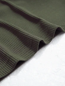 Manfinity Homme Men's Plus Size Casual Versatile Solid Color Long Sleeve T-Shirt - Army Green - View 4