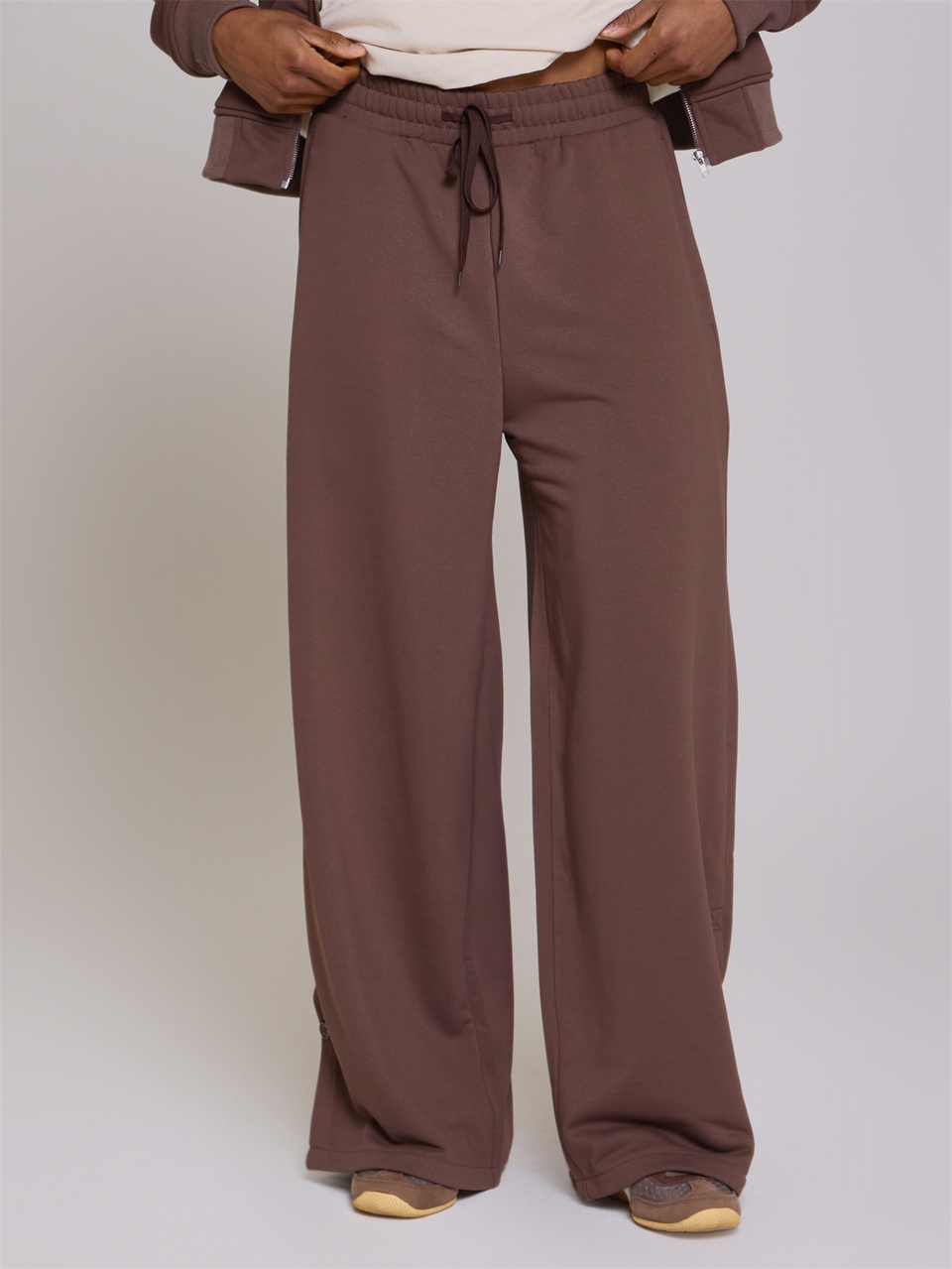 Oversized Loose Fitting Open Cuff Joggers With Button Side Vent Opening External Drawstring And Back Pocket Detail Co Ord Trousers Only