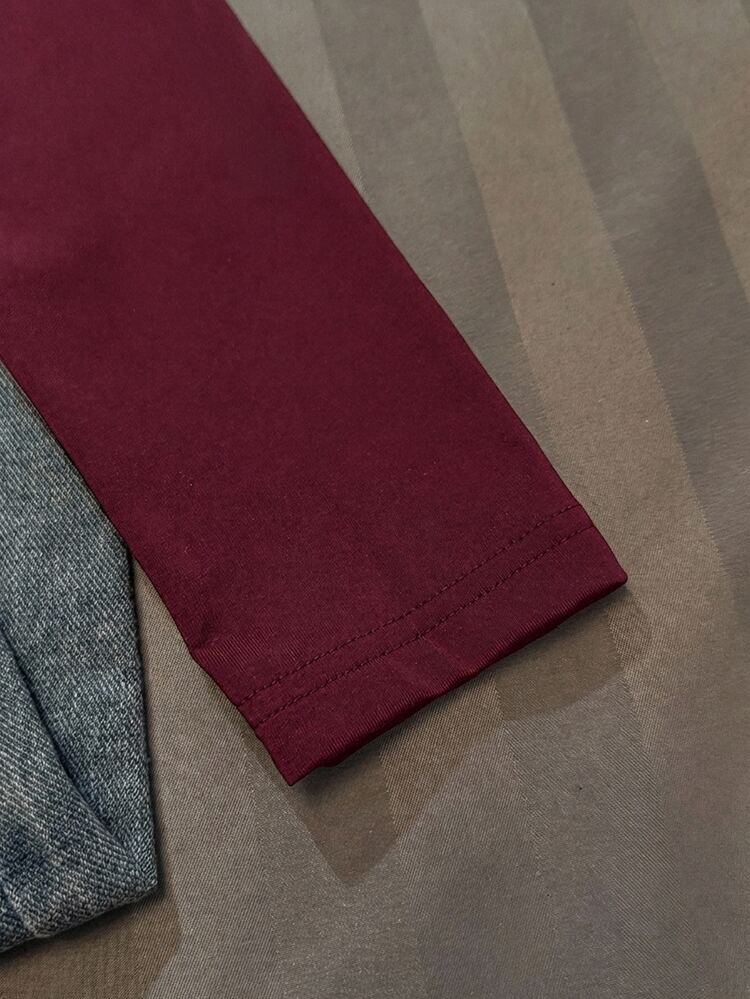 Attitoon Women's Solid Color Slim Fit Hooded T-Shirt, Autumn Spider Print Pattern - Burgundy - View 6