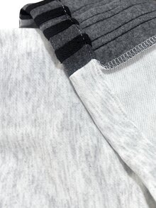 Manfinity Roghcode 年輕男性街頭風多功能單品：寬鬆休閒側邊緞帶設計鬆緊款 - 灰色 - 查看 6