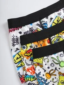 SpongeBob SquarePants | SHEIN Young Boy Letter Print Colorblock Casual Everyday Boxer Briefs - Multicolor - View 4