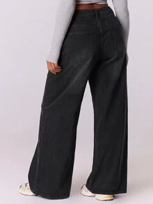 MUSERA Low Waist Plus Size 90's Y2k Jeans Streetwear Casual Cute Everyday Office Work Everyday Chic - Black - View 2