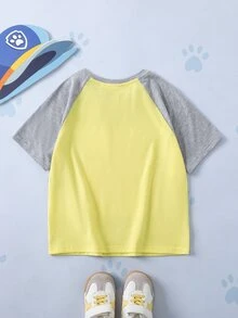 SHEIN | PAW Patrol Young Boy Colorblock Patchwork Cartoon Print T-Shirt - Yellow - View 2