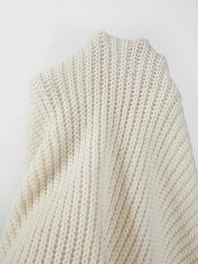 SHEIN Fall Lazy French Style Open Front Waffle Knit Midi Cardigan, Oversized Lantern Sleeve Loose Mid-Leng - Beige - View 8