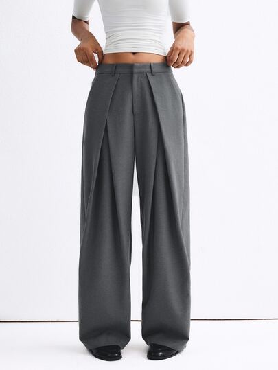 ATUI Studio Women's Solid Color Pleated Casual Versatile Daily Wear Suit Pants