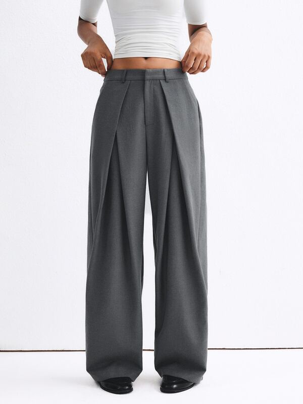 ATUI Studio Women's Solid Color Pleated Casual Versatile Daily Wear Suit Pants