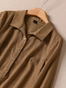 Rusticease Women's Solid Color Casual Daily Summer Dress - Rust Brown - View 3