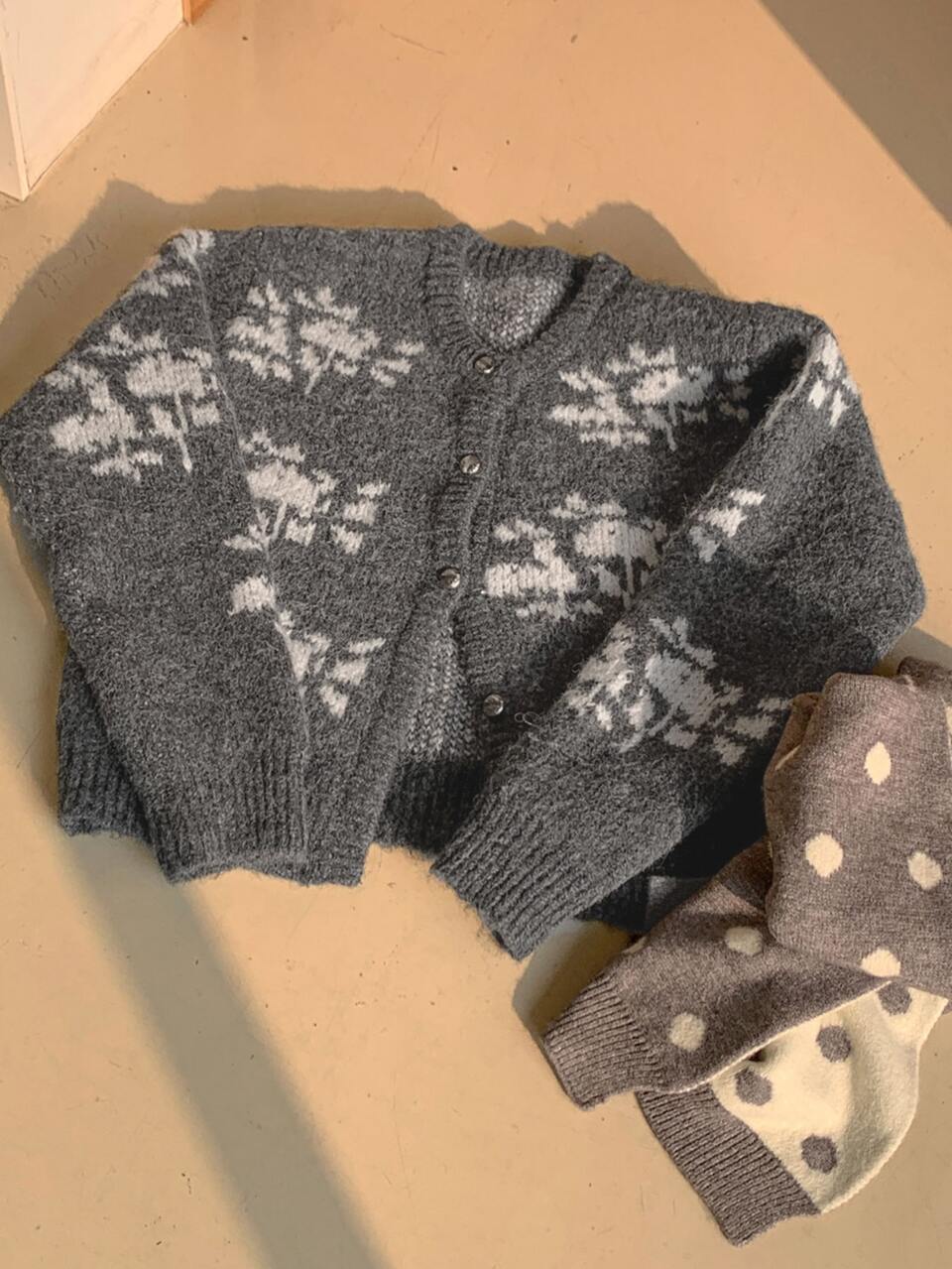 Women's Colorblock Pattern Jacquard Loose Long Sleeve Crew Neck Casual Vacation Autumn/Winter Knit Cardigan