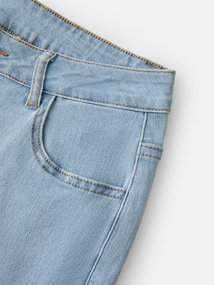 GlowEve Women's Casual Washed Beaded Decor Flare Jeans - Blue - View 5