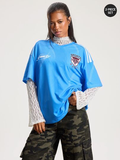 Athîral Women's Casual Blue Printed Sports Loose Elastic Comfortable Top 2 Pieces Set, Suitable For Sports, Dating And Daily Wear