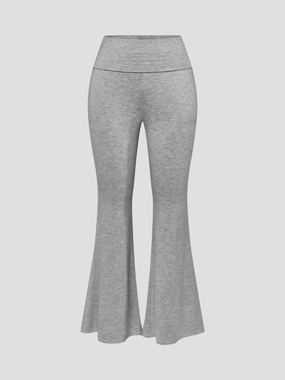 SHAPORA Minimalist Grey High Waist Folded Waist Comfortable Loungewear Pants