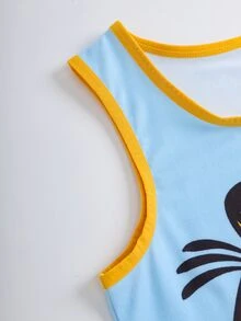 GARFIELD | SHEIN 2pcs Tween Boy Cartoon Print Tank Top & Boxer Briefs Underwear Set - Blue - View 4