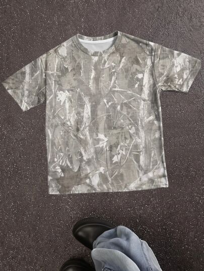 SHEIN Tween Boy Casual Comfortable Fashion Minimalist Crew Neck Short Sleeve T-Shirt, Classic Cool Street Style Dry Branch Fallen Leaf Maple Leaf Print, Y2K