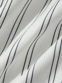 Dazy Plus Old Money Striped Loose Collar Shirt, Spring/Autumn New Casual Long Sleeve Blouse - White - View 3