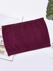SHEIN 1件女款簡約百搭抹胸式內衣 - 中紫紅色 - 查看 5