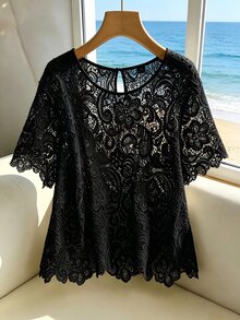 GlowEve CURVE Plus-Size Women's European And American Style, Elegant Solid Color, Fashionable And High-End, - Black - View 1