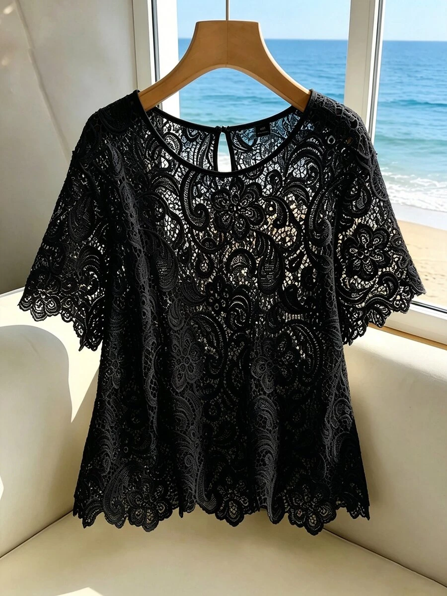 GlowEve CURVE Plus-Size Women's European And American Style, Elegant Solid Color, Fashionable And High-End, - Black - View 1