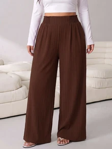 Solflare 2pcs Plus Size Casual Textured Pocket Loose Pants - Multicolor - View 9