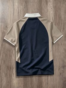 Daypath Casual Outdoor Style Colorblock Men's Short Sleeve Polo Shirt, Contrast Patchwork Design To Catch The Eye, Explore Print To Release Your Style, Start Your Refreshing Summer Adventure - Multicolor - View 4