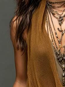 SHEIN Women's Solid Color Fashion Versatile Daily Wear Knit Top - Mocha Brown - View 6