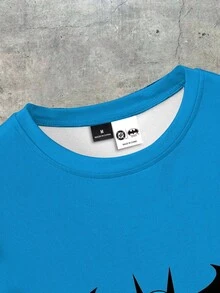 BATMAN X SHEIN Manfinity EMRG 經典展開蝙蝠翅膀大輪廓圖案男士休閒圓領短袖T恤 - 彩色 - 查看 4
