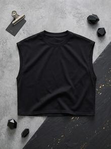 Resyla Men Men's Casual Solid Color Minimalist Tank Top For Daily Wear - Black - View 4