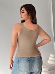 Solflare Spring/Summer Clothing Multi-Color White+Black+Blue 3-Color Fitted Plus Size Long Tank Top - Multicolor - View 3