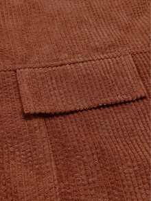 Casual Workwear Retro Corduroy Ribbed Pocket Flap Metal Button Turn-Down Collar Long Sleeve Loose Fit Men's Jacket And Coat - Brown - View 5