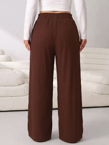 Solflare 2pcs Plus Size Casual Textured Pocket Loose Pants - Multicolor - View 2